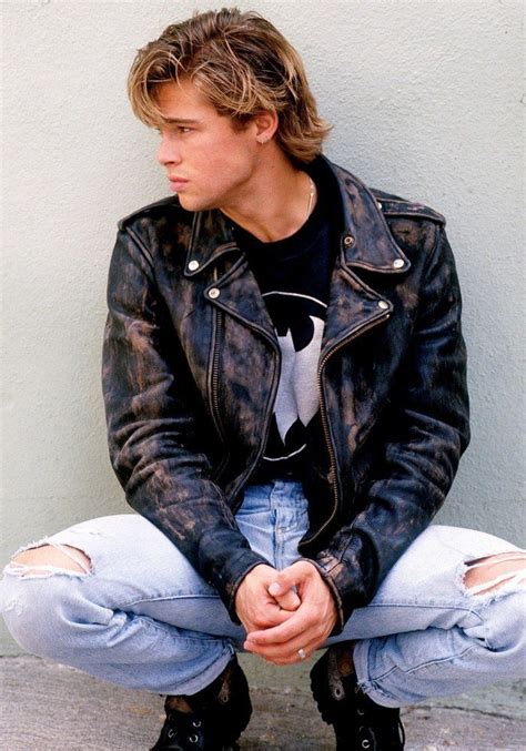 brad pitt 90's outfits leather jacket